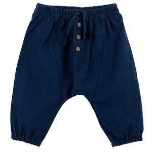 Oliver & Rain Woven Cotton Linen Blend Navy Pants Baby Boy Size 3M